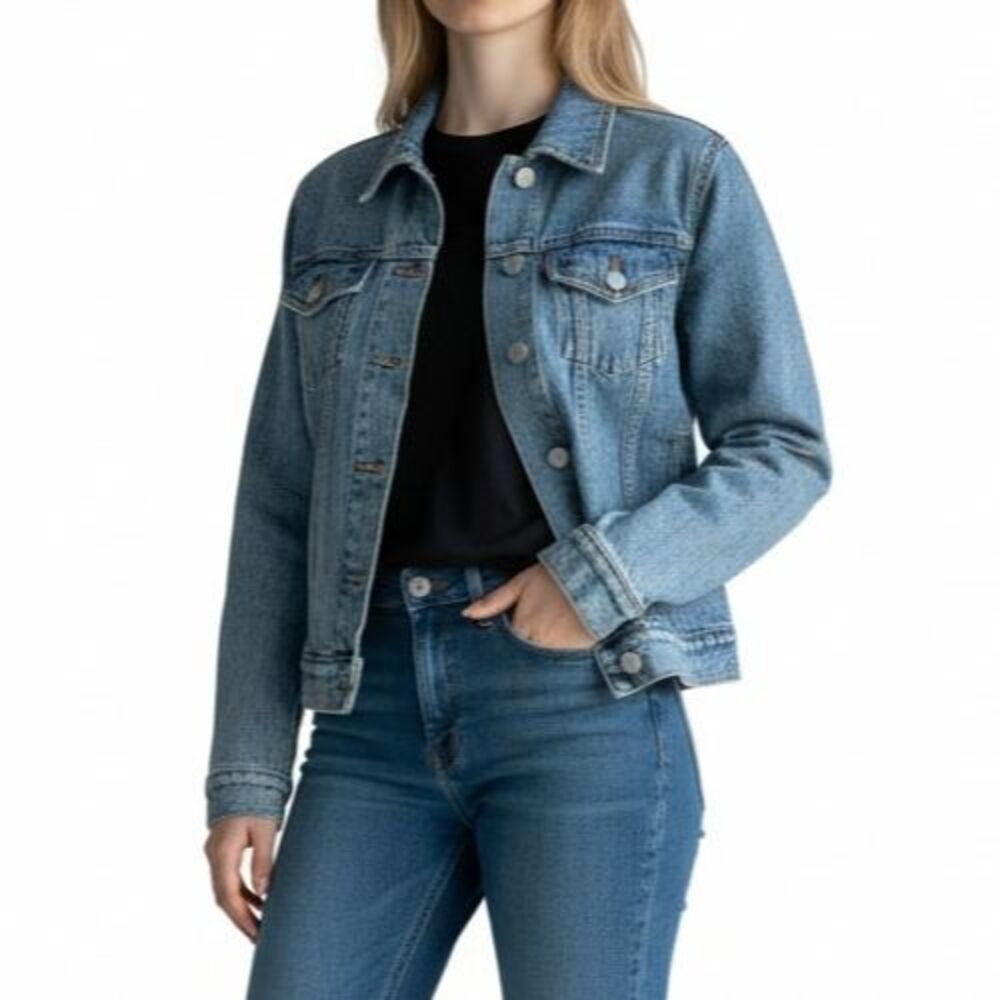 Zena Trucker Jean Jacket Women Large Blue Cotton Classic Y2K  Denim Western